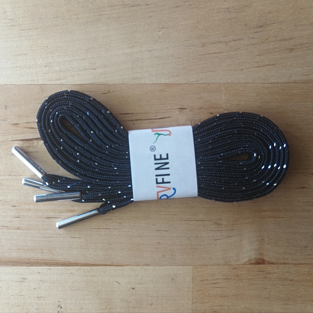 ✨ Black Shoelaces with Silver Tips